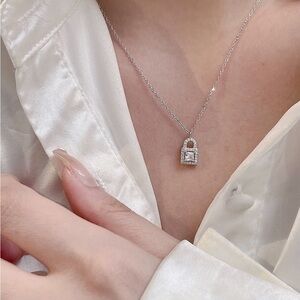 Elegant Silver Lock Pendant Necklace